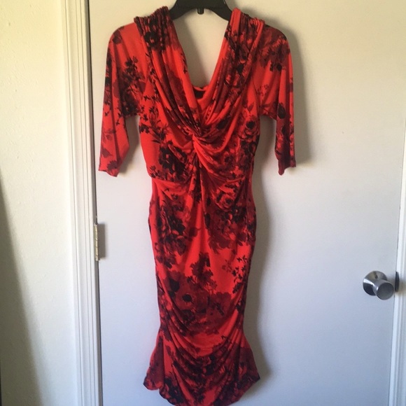 Ruched Venus stretch dress NWOT poppy red - Picture 2 of 8